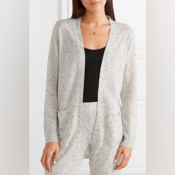 ATM 100% Cashmere Cardigan Gray Speckled / Marled Size Medium - Picture 1 of 11